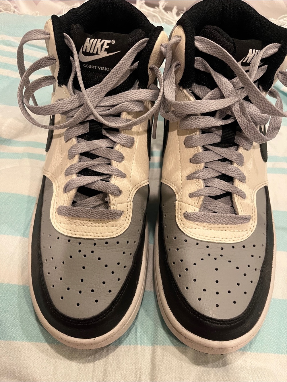 Nike High-Top Sneakers in Gray, Black and Cream
